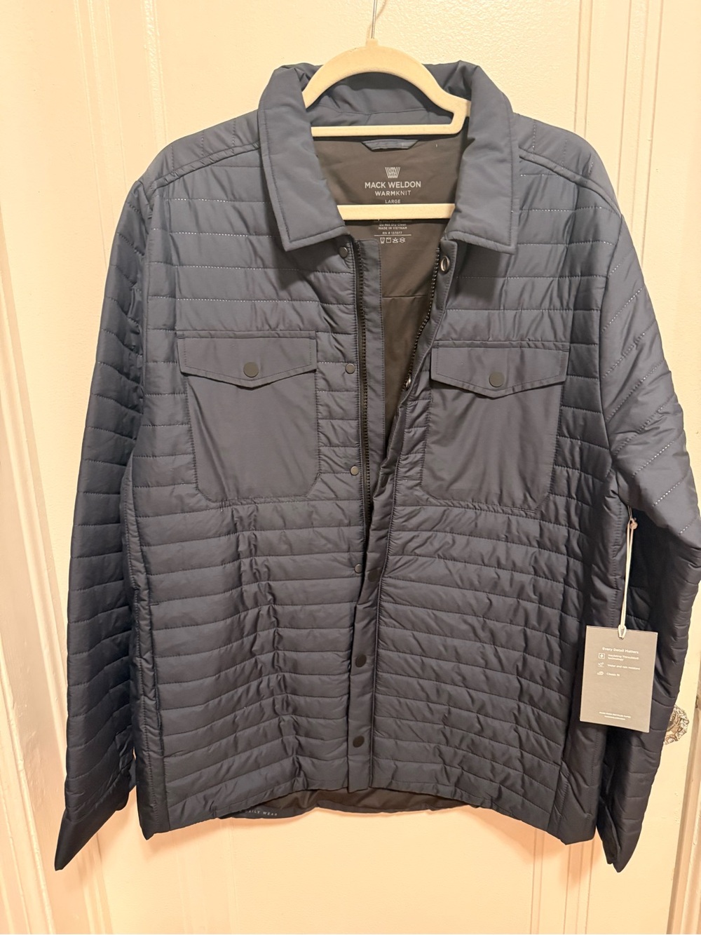 Mack Weldon Quilted Slate-Blue Shirt Jacket